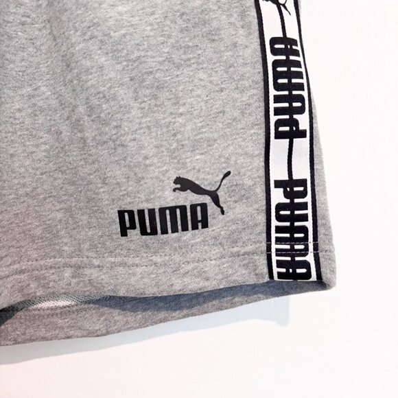 NWT Puma Mens Pull On Drawstring Waist Logo Sweat Shorts Gray Black Size Small - Picture 4 of 6